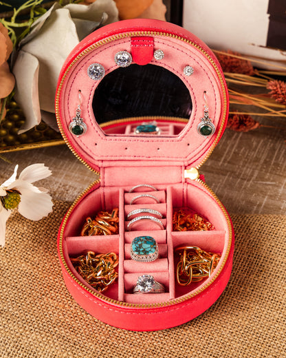 Leather Jewelry Box - Round