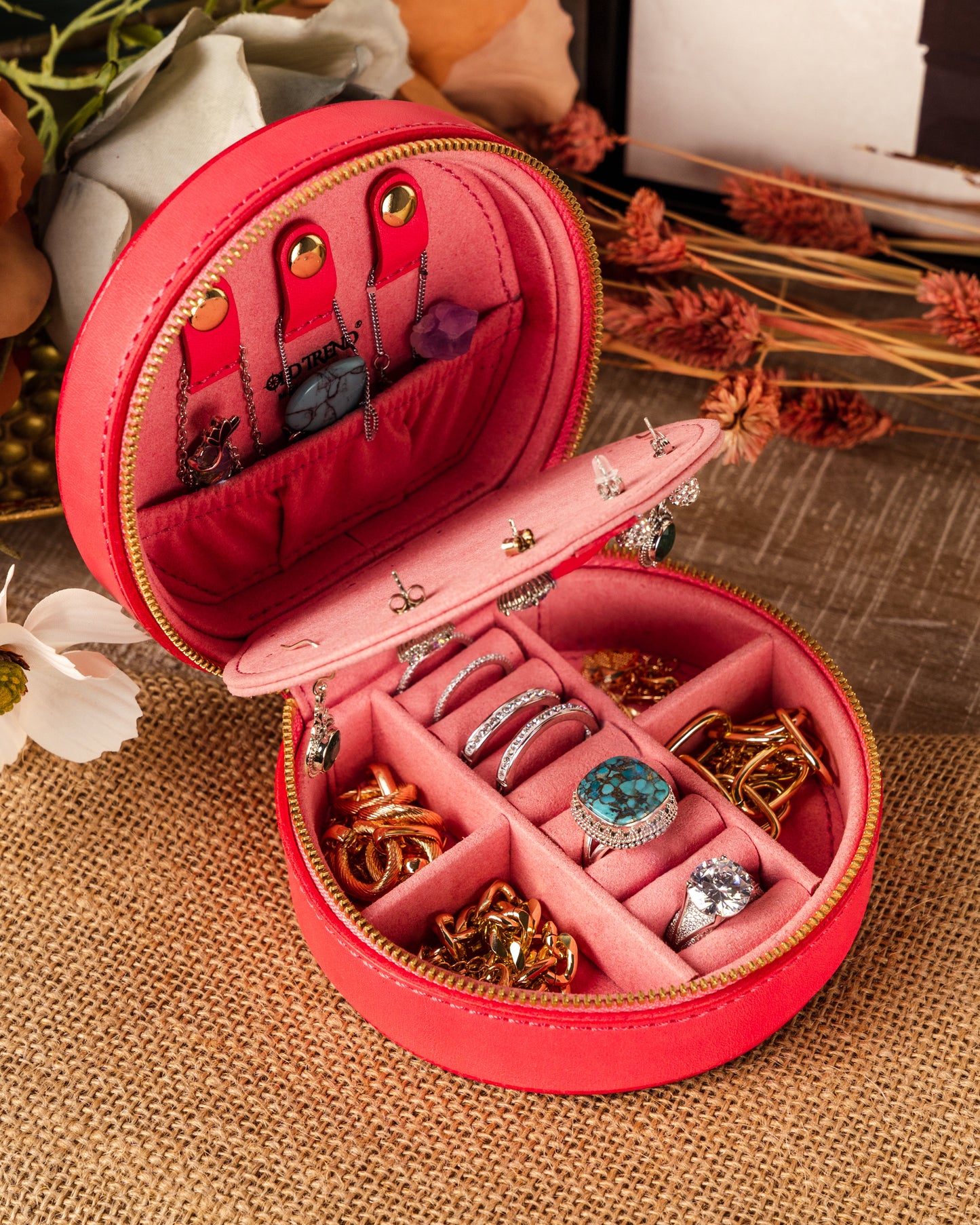 Leather Jewelry Box - Round