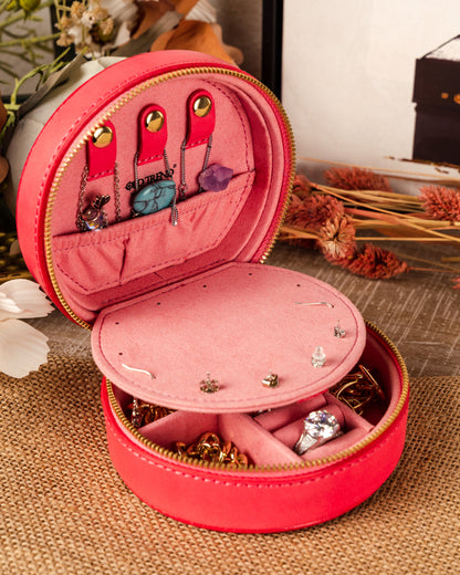 Leather Jewelry Box - Round